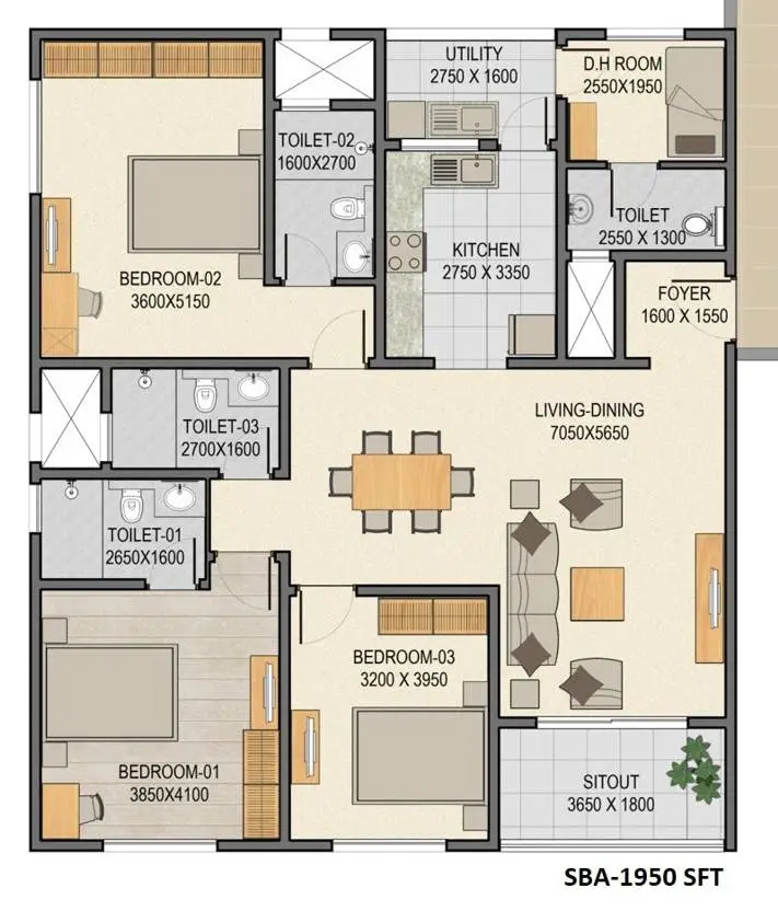 3-BHK-1950-Sobha-Palm-Court