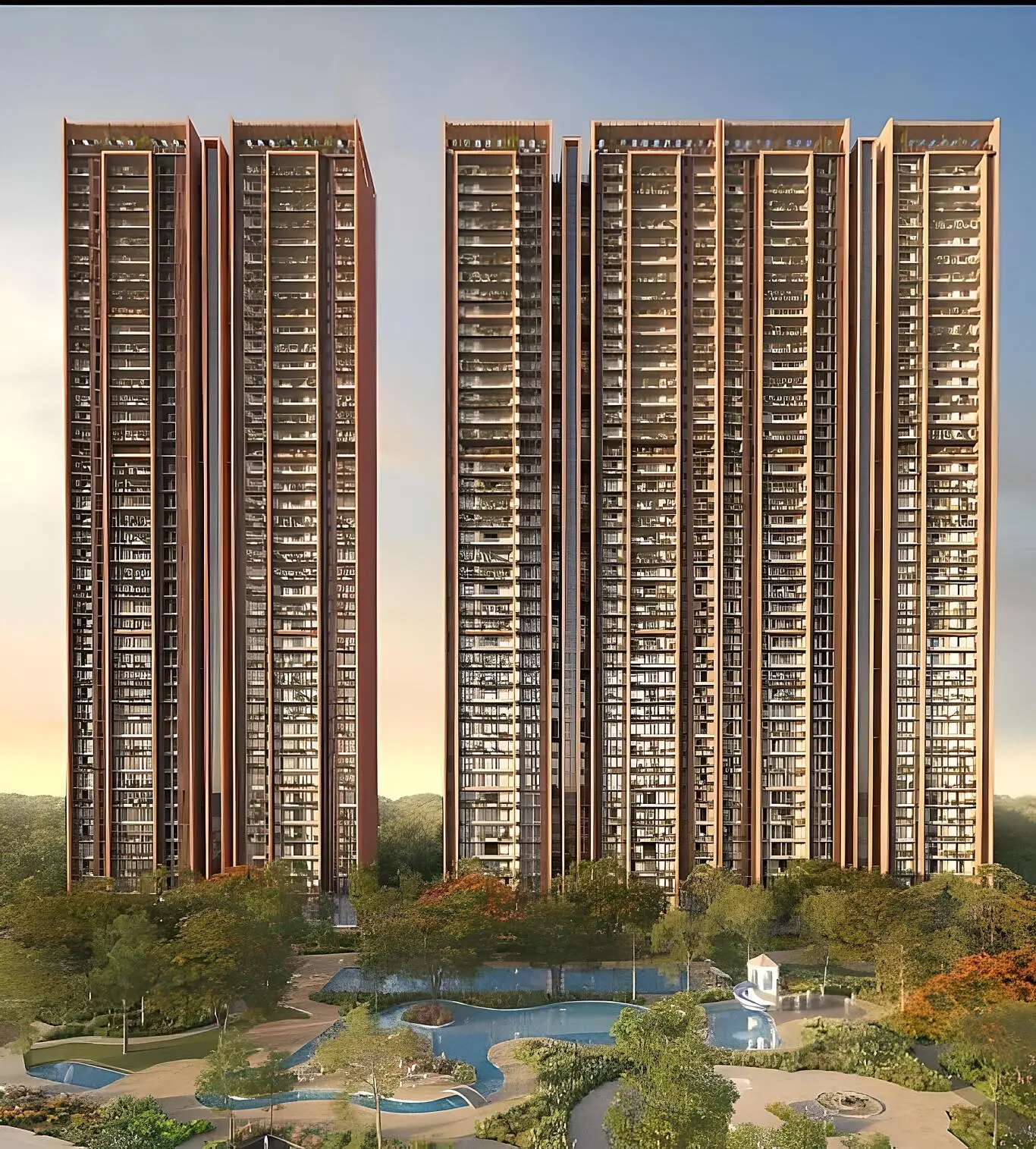 Luxury high-rise towers at SOBHA Aranya Gurgaon surrounded by landscaped green spaces and premium lifestyle amenities