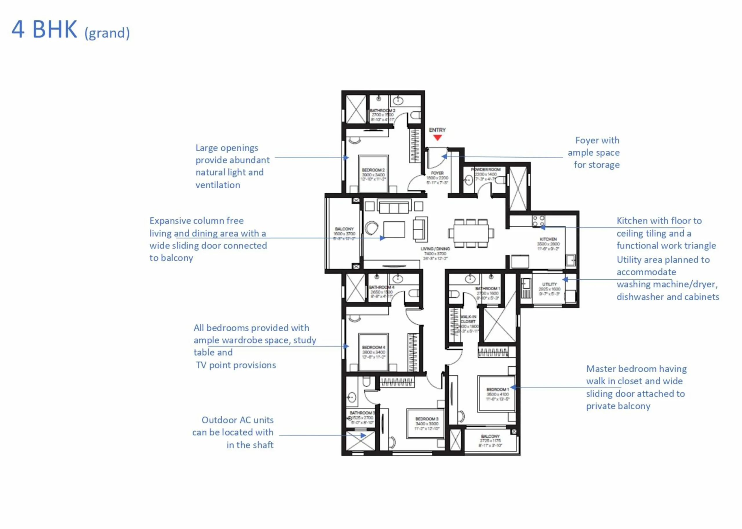 Sobha One World 4 BHK grand luxury floor plan