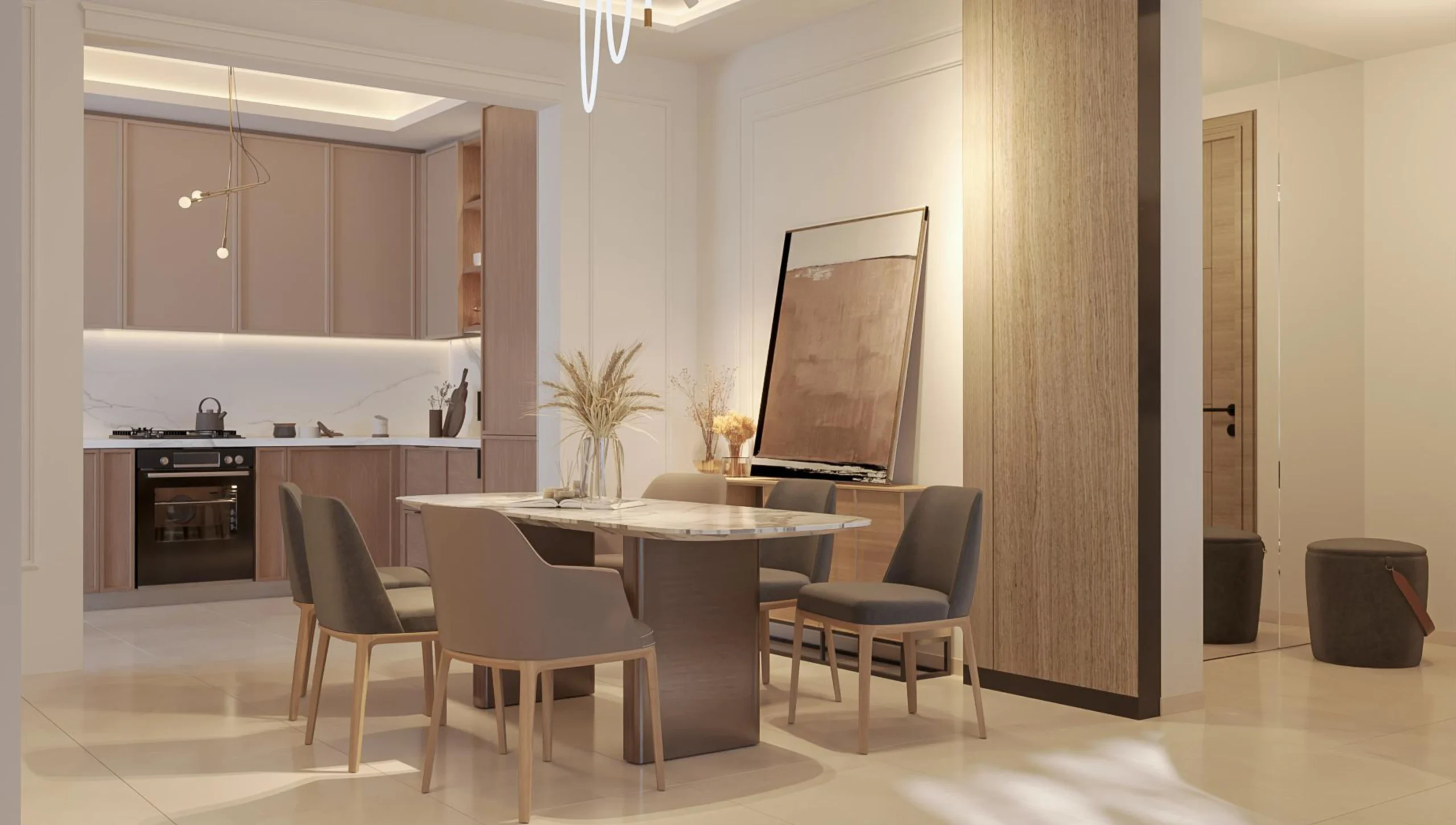 Premium dining area and kitchen interior at Sobha One World