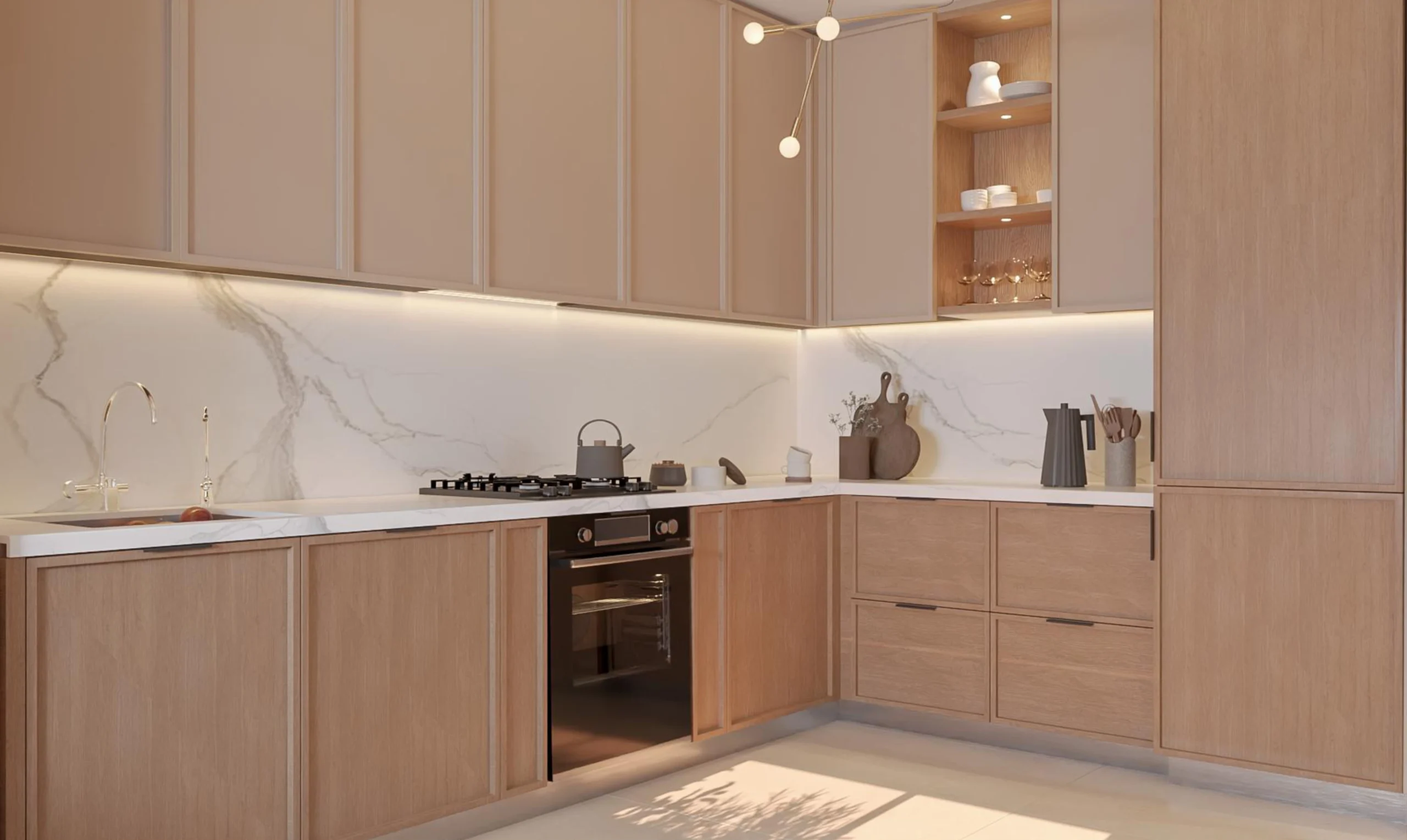 Modern modular kitchen at Sobha One World apartments