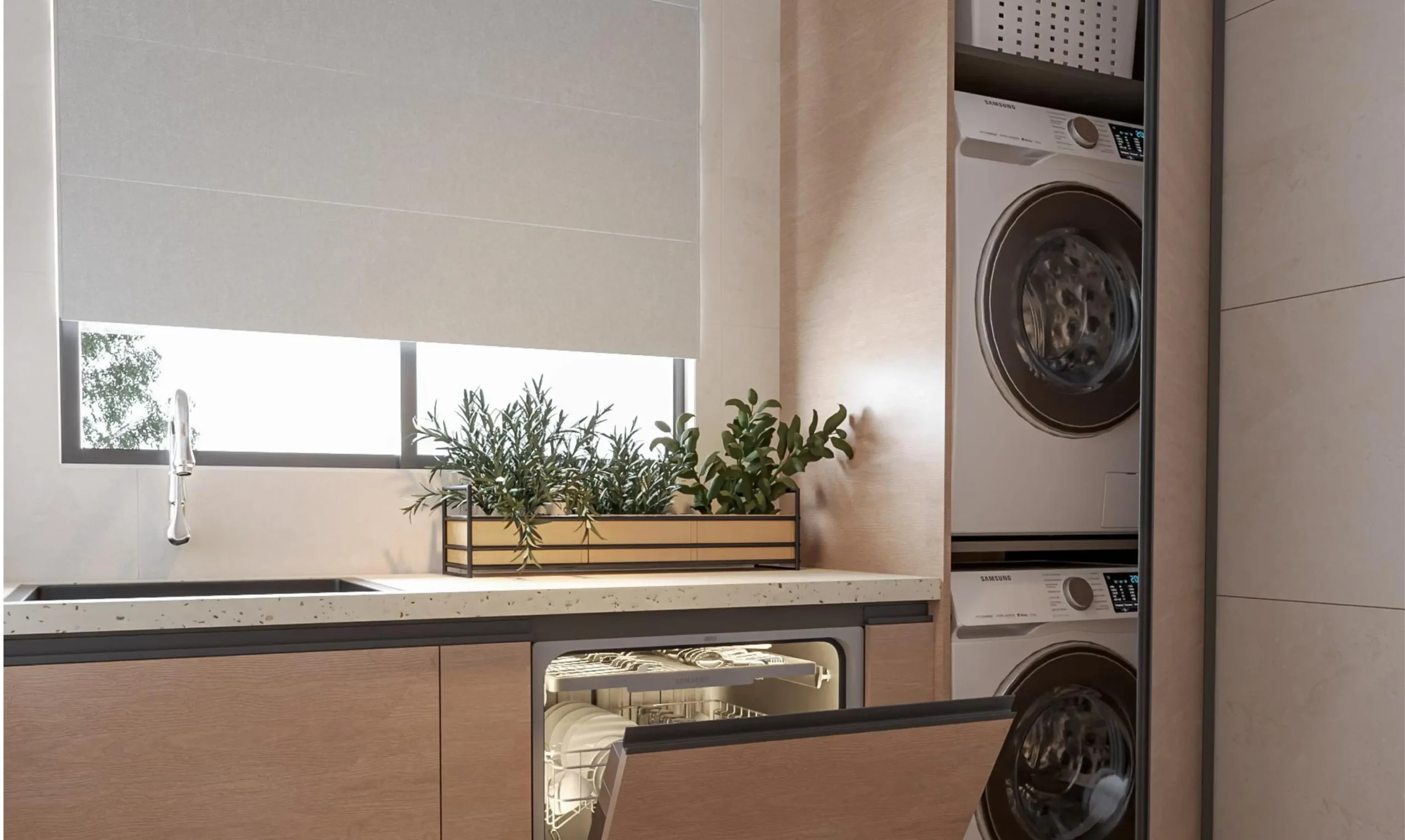 Sobha One World utility and laundry area with storage