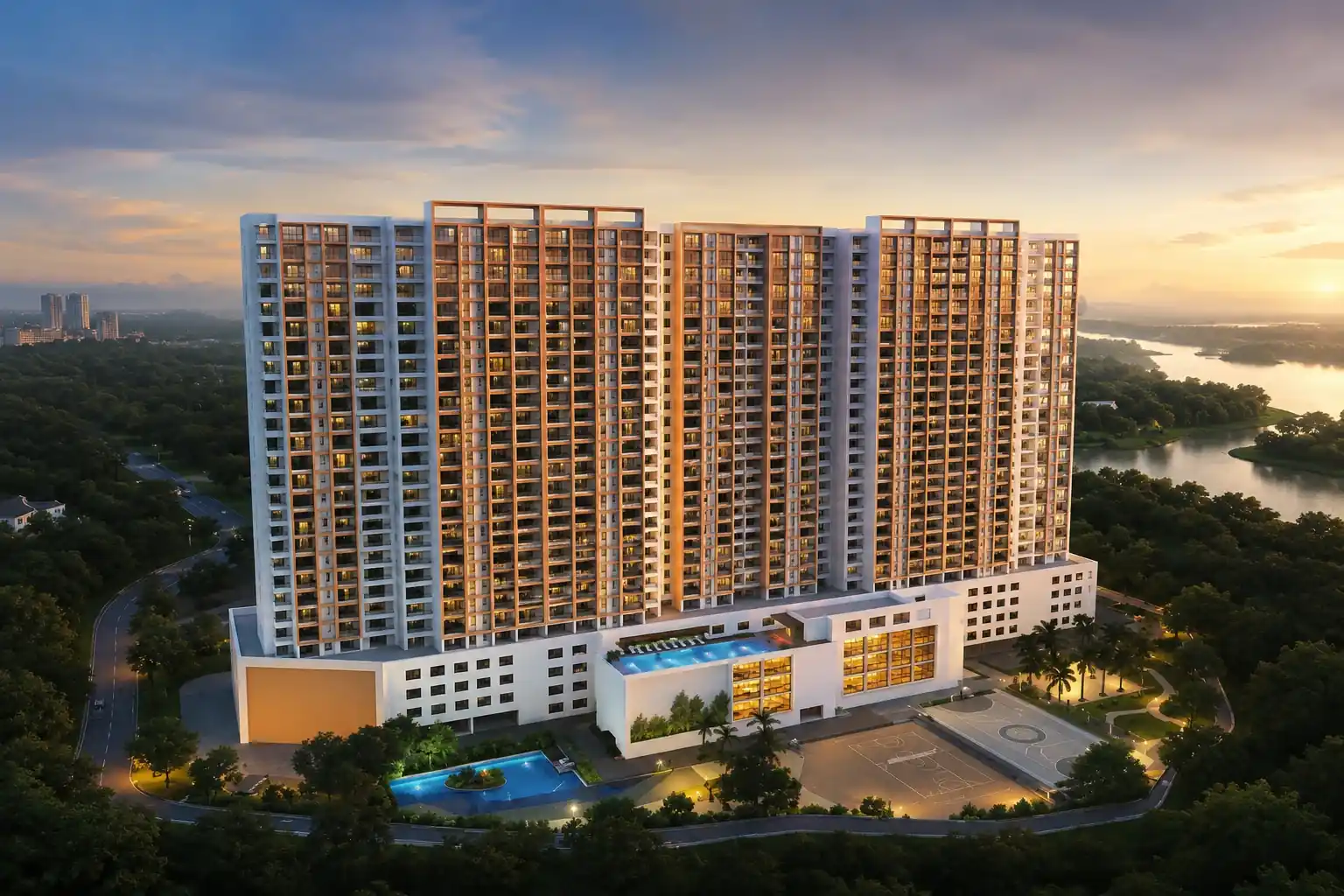 Sobha Atlantis Kochi exterior view of waterfront towers at Vyttila
