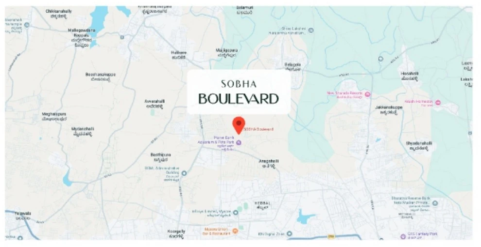 SOBHA Boulevard Location Map – Shrirangapattna, Mandya near Mysuru, Karnataka