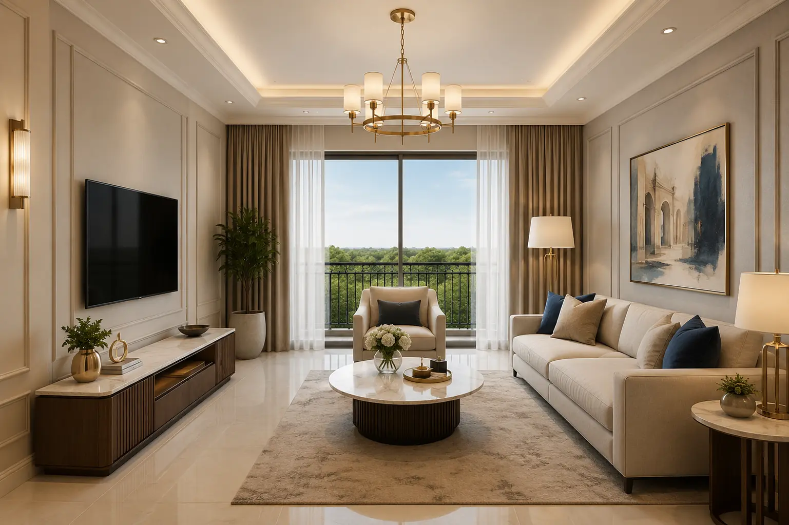 Sobha Metropolis Thrissur living room interior, artist's impression