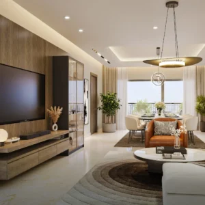 Sobha Bellevue living and dining room with balcony view