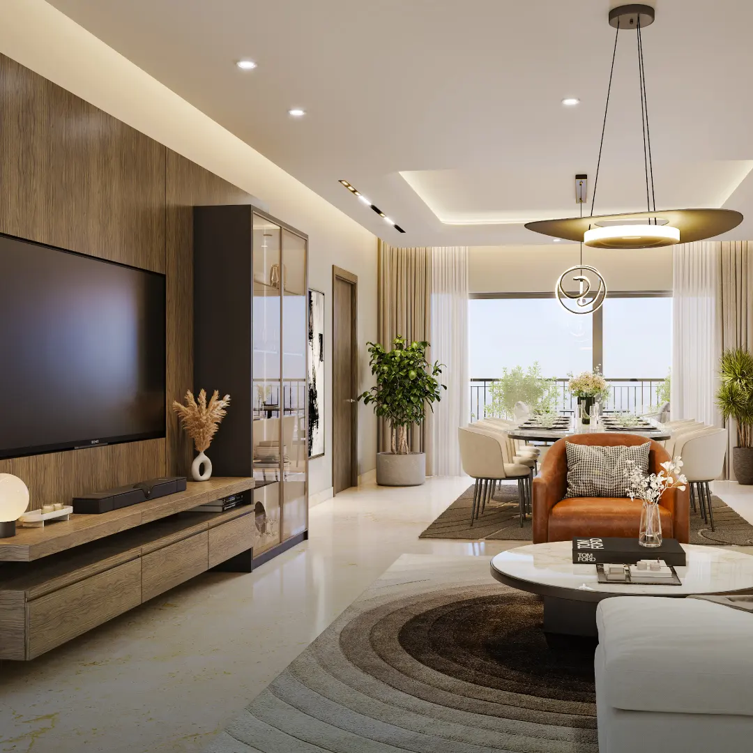 Sobha Bellevue living and dining room with balcony view