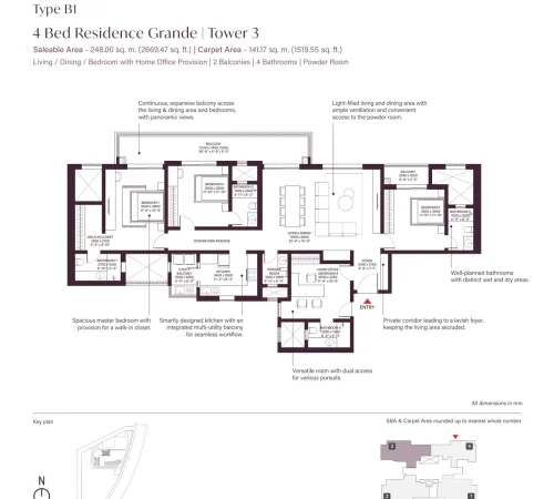 sobha-crescent-floorplan-B1-4bhk