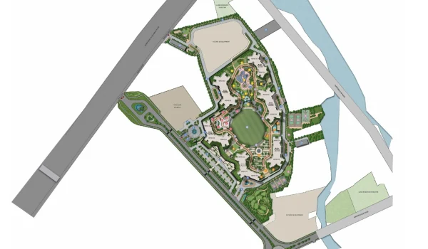 Master plan of Sobha One World Hoskote showcasing tower layout, clubhouse, amenities and open spaces